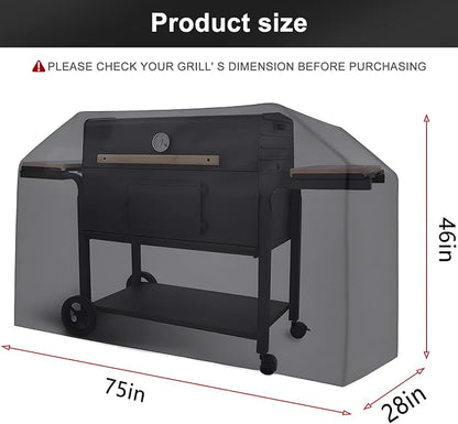 LBTING Grill Cover, 75-inch Heavy Duty 300D Oxford Waterproof Windproof UV Resistant BBQ Gas Grill Cover for Outdoor Barbecue Fit Most Brands Weber, Brinkmann, Char Broil, Holland