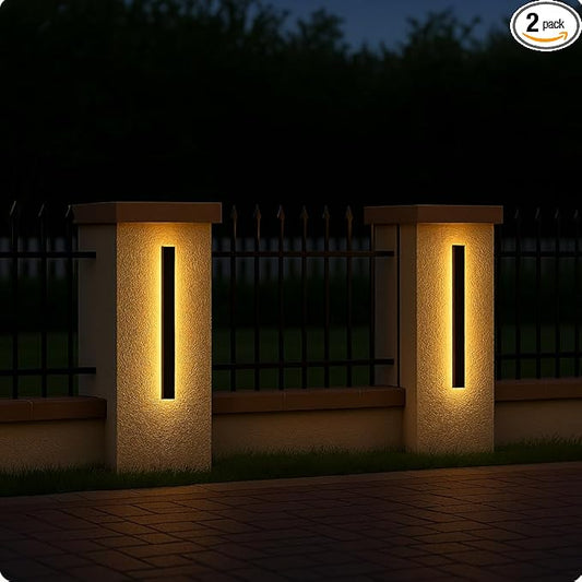 2 Pack 24 Inch Long Outdoor Modern Led Wall Lights, 3000k Black Modern Wall Sconce, Waterproof Ip65 Long Wall Light Fixture Acrylic Anti Rust for Living Room, Patio, Garage 19W