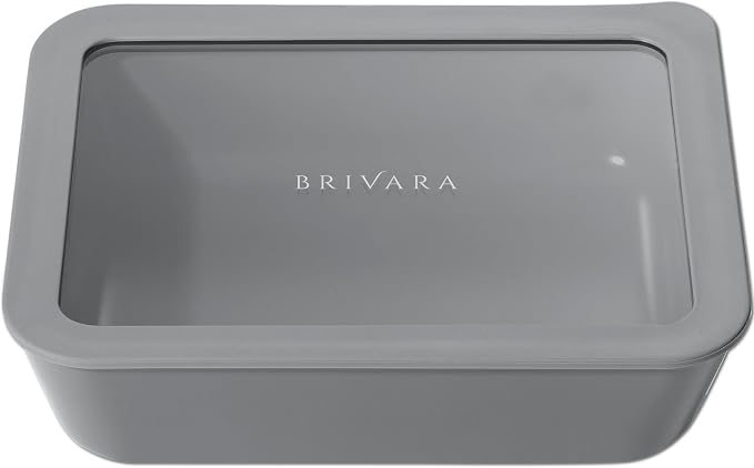 Glass Food Storage Container with Lid, 6-Cup Medium Rectangle | Microwave-Safe Airtight Lid, Oven-Safe Ceramic-Coated Glass | Zero Plastic, No PFAS/PFOA/BPA, Reusable [Smoke]