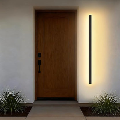 70.87 in Modern Outdoor Wall Lights, 3000K Linear Exterior Wall Light Wall Mount, IP65 Waterproof Long Wall Sconce Light for Front Door, Garage (Black)