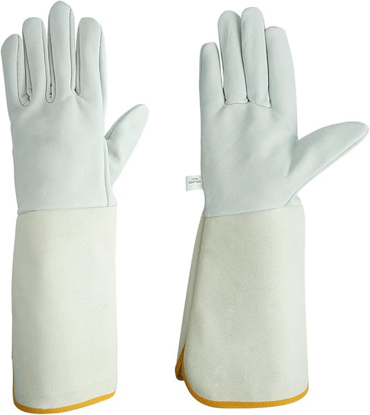 Luwint Leather Long Garden Gloves, Thorn Proof Rose Pruning Elbow Length Gardening Gloves for Men and Women, 1 Pair