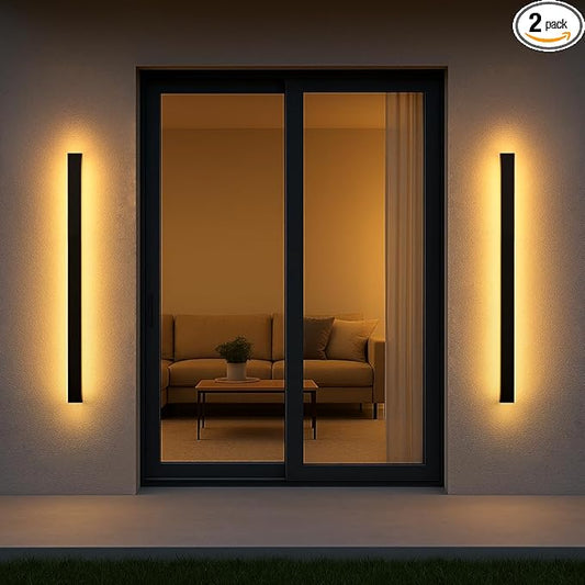 2 Pack Long Outdoor Wall Light 47.24 Inch Waterproof Ip65 Linear Wall Sconce, 38W Rectangular Frosted White Acrylic Exterior Lighting Fixture for House, Living Room, Porch, Garage