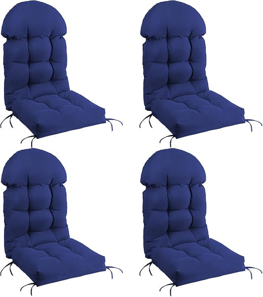 FUNBERRY Patio Chair Cushions Set of 4, Thicken Comfy Cushions for Rocker Non Slip Fade Shield Waterproof High Back with Ties