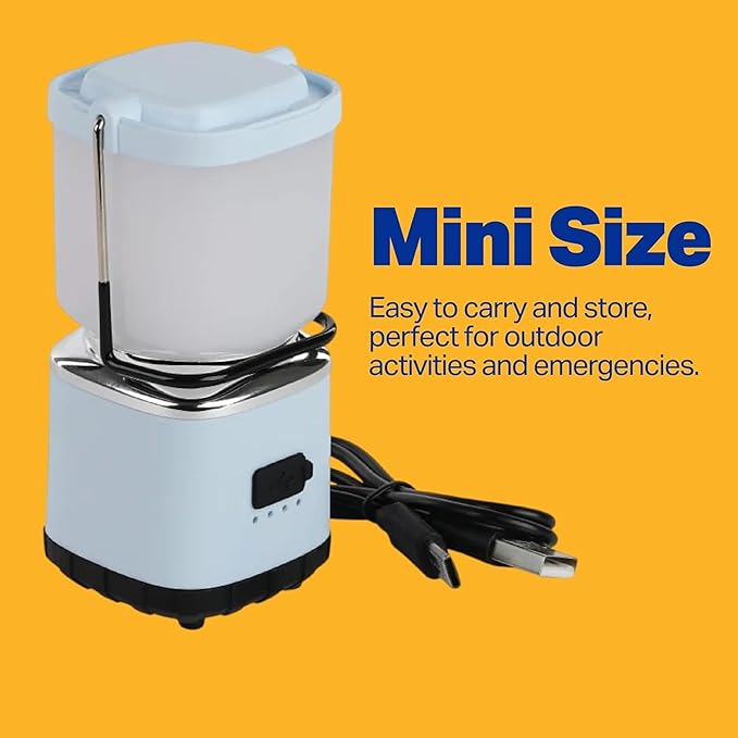 LUXPRO LP189 Mini Lantern - USB-C Rechargeable Camping Light - with 4 Lighting Modes - Dimmable LED Portable Lantern for Hiking & Emergency - Handy Compact Design - Blue 2 Pack