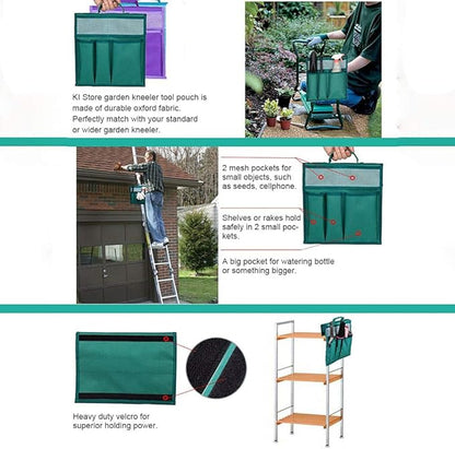 Garden Pouch Foldable Portable Garden Kneeler, Bench Kneeling Bag, Seat Storage Tote Hanging Organizer, Gardening Tools Storage Stool Multiple Storage Pouch (Green), 10180705