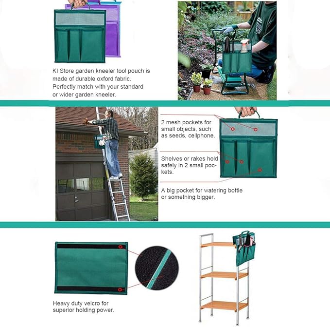 Garden Pouch Foldable Portable Garden Kneeler, Bench Kneeling Bag, Seat Storage Tote Hanging Organizer, Gardening Tools Storage Stool Multiple Storage Pouch (Purple),