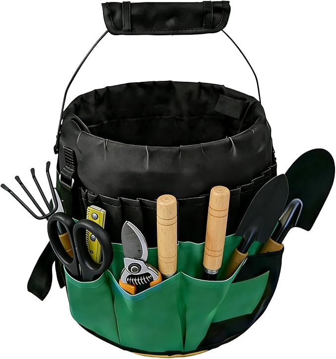 Bucket Tool Bag Organizer with 42 Pockets Multi-functional Garden Tool Bag Organizer 5 Gallon Bucket Tools Kit for Women Men (Tools are not included)