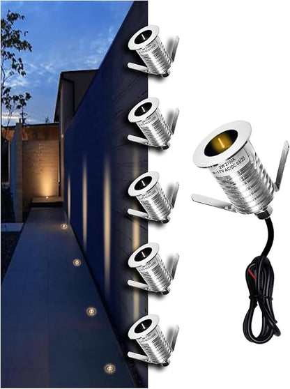 MALORY Low Voltage Deck Light 6 Packs, 2W 2700K 12V Landscape Lighting, Recessed LED Outdoor Step Stair Lights, Deck Lighting for for Outside Floor Yard (SG07-Link, 6-Pack 2700K)