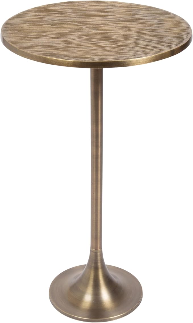 Kate and Laurel Baronet Modern Cast Aluminum Round Side Table, 14 x 14 x 24, Antique Brass, Transitional Circle End Table for Use as a Bedroom Nightstand or Living Room Plant Stand Option