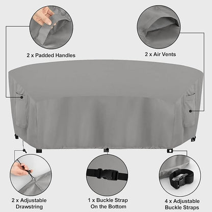 OutdoorLines Waterproof Curved Outdoor Sectional Cover - UV Resistant Windproof Patio Sectional Sofa Covers for Deck, Lawn and Backyard, Heavy Duty Furniture Covers (120Lx36Dx38Hx82FL, Grey)