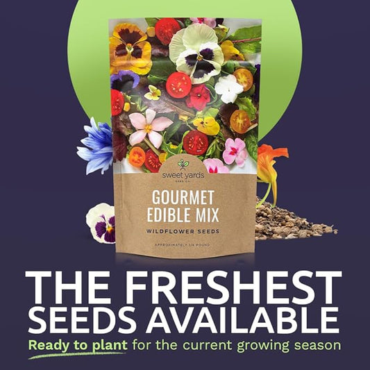 Wildflower Seeds Edible Flowers Mix - Bulk 1/4 Pound Bag Over 30,000 Open Pollinated Annual and Perennial Seeds