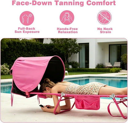 SUNNYFEEL Tanning Chair with Canopy, Face Down Lounger with Backpack Straps | Tanning Chair with Canopy, Face Down Lounger with Backpack Straps