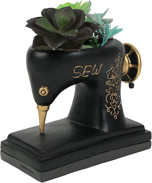 Allen Designs Vintage Stitch Resin Baby Sewing Machine Mini Succulent Planter Flower Pot Decor