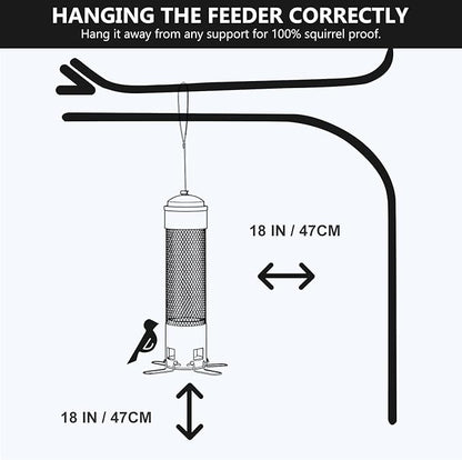 LCSEVEN Bird Feeders for Outdoors Squirrel Proof with Weight-Activated Perches, Hanging Bird Feeder for Outside, Metal Feeder for Wild Cardinal, Finch, Blue Jay, Chickadee, 3.6LB Seed Capacity, Black
