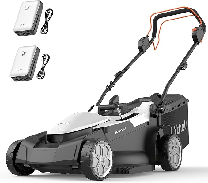 Litheli Lawn Mower 18" Electric Self Propelled for Garden Yards, Lightweight Cordless Lawn Mower Brushless with 6-Position Height Adjustment, 2 x 20V 4.0Ah Battery