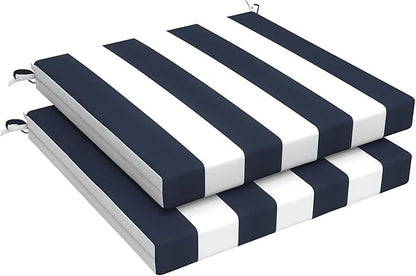LVTXIII Outdoor Chair Cushions, Fade-Resistant Patio Furniture Cushions Outdoor Chair Pads with Ties for Dining Chairs and Garden Furniture Use, 19"x19"x2" Pack of 2, Cabana Navy