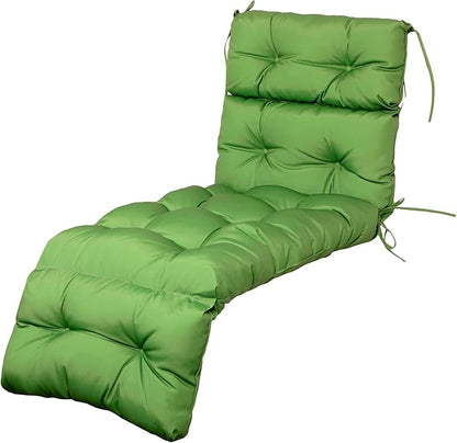 ARTPLAN Outdoor Chasie Lounge Tufted Thick Cushion with Ties,Replacement Wicker Chair Cushion for Paito Fruniture,72x22x4inches,All Weather,Kale Green