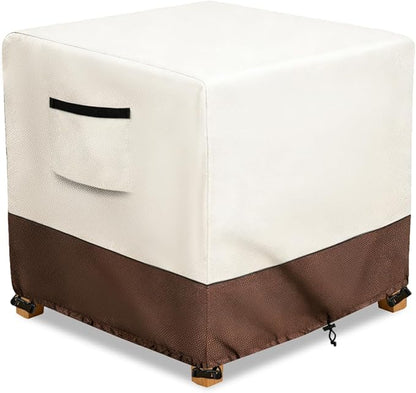 Waterproof Patio Ottoman Cover, Heavy Duty Square Outdoor Side Table Furniture Covers Size 22L x 22W x 18H inch (Beige)