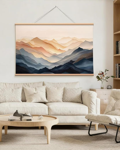 VIYYIEA Extra Large Canvas Wall Art, 36x54 Inch Abstract Mountain Landscape, Modern Neutral Nature Wall Decor for Living Room or Bedroom, Above Sofa