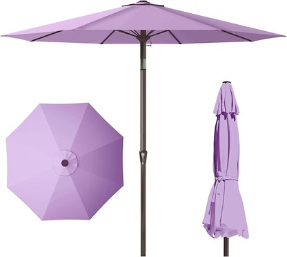 PatioKingdom 11FT Patio Umbrella,Outdoor Umbrella with Push Button Tilt and Crank,Market Table Umbrella with 8 Sturdy Fiberglass Ribs UV Protection(Taro Purple, 11FT)