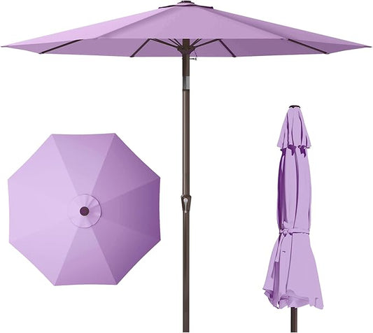PatioKingdom 11FT Patio Umbrella,Outdoor Umbrella with Push Button Tilt and Crank,Market Table Umbrella with 8 Sturdy Fiberglass Ribs UV Protection(Taro Purple, 11FT)