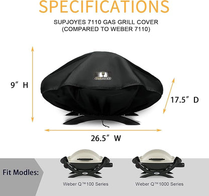 Grill Cover for Weber Q Series Grills, Portable BBQ Cover for Weber Q1200, Q1000 and Q100 Series