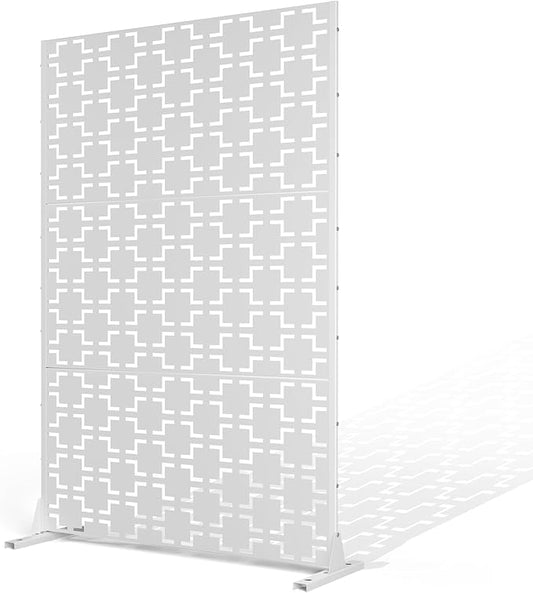 Metal Privacy Screen Outdoor Privacy Screen, Freestanding Fence Panel for Outside, 72''H×47''W, Decorative Screen Panel for Backyard/Patio/Deck