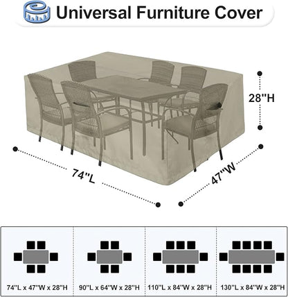 OutdoorLines Outdoor Waterproof Patio Table Furniture Set Covers - Rectangle Couch Sectional Cover Outside Weatherproof Patio Furniture Covering for Deck, Lawn and Backyard 74"L x 47"W x 28"H, Camel