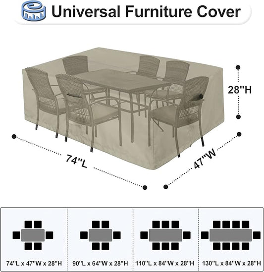 OutdoorLines Outdoor Waterproof Patio Table Furniture Set Covers - Rectangle Couch Sectional Cover Outside Weatherproof Patio Furniture Covering for Deck, Lawn and Backyard 74"L x 47"W x 28"H, Camel