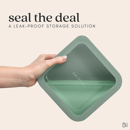 Glass Food Storage Container with Lid, 2.5-Cup Small Square | Microwave-Safe Airtight Lid, Oven-Safe Ceramic-Coated Glass | Zero Plastic, No PFAS/PFOA/BPA, Reusable [Willow]