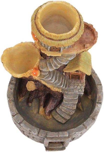 Segreto Creative Retro Tree House Plants Pot Flower Pots with Drainage Holes Resin Planters Vase Home Decor for Succulents, Flower, Cactus, Gardening Decoration,Indoor(Stone House)