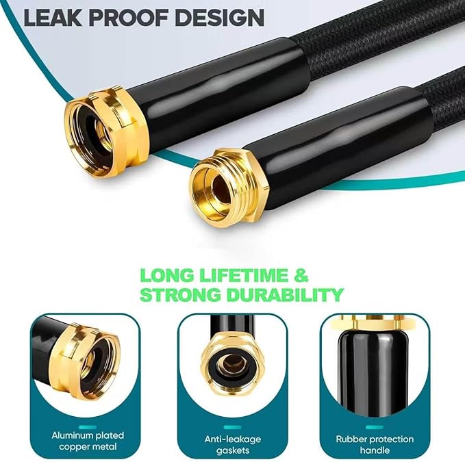 100 ft Expandable Garden Hose, New Flexible Expanding Hose with 10-Function Spray Nozzle, 3/4" Brass Fittings Leakproof Design, Retractable Latex Core, All New 2026 Expandable Water Hose