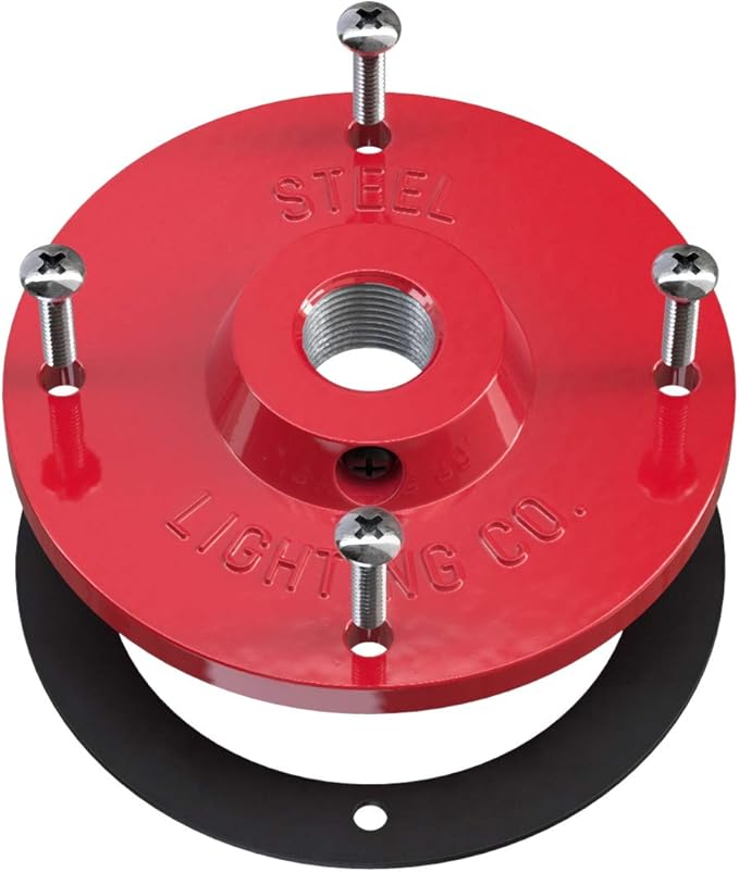 Steel Lighting Co. Topanga Barn Light | Outdoor Wall Mounted | Farmhouse Garage Light Made in America | 14 inch Dome | 23 inch Gooseneck | Red Exterior/White Interior