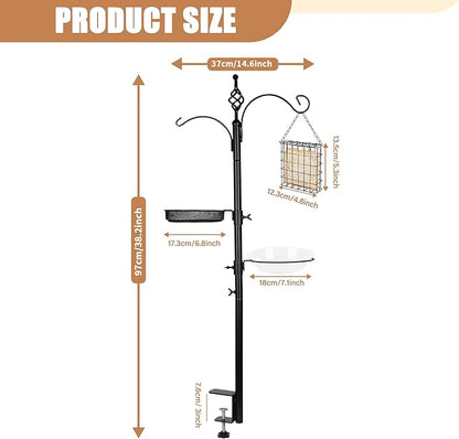 Bird Feeder Pole Deck Hook Bird Feeding Station Kit Bird Feeder Porch Multi Hook Bird Feeders Hanger Premium Bird Bath for Attracting Wild Birds Bird Feeder Planter Hanger