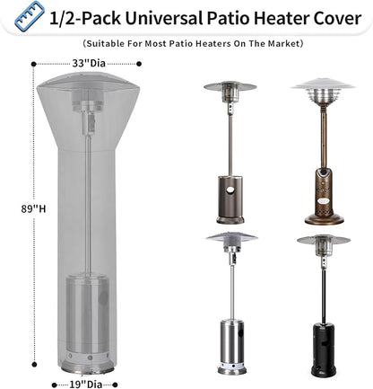 OutdoorLines Waterproof Outdoor Patio Heater Covers with Zipper and Storage Bag, Dust-proof UV-Resistant Windproof Propane Heavy Duty Heater Cover for Standing Heater, 1 Pack-89Hx33Dx19B inch Grey
