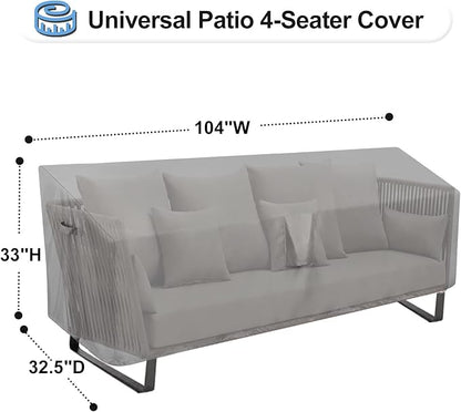 OutdoorLines Outdoor Waterproof Patio 4-Seater Couch Cover - UV Resistant Patio Sofa Furniture Covers Weatherproof Heavy Duty Glider Covers for Outdoor Furniture, 104Wx32.5Dx33H Inches, Gray