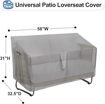 OutdoorLines Outdoor Waterproof Patio Loveseat Couch Cover - UV Resistant Patio Sofa Furniture Covers Weatherproof Heavy Duty Glider Covers for Outdoor Furniture, 58Wx32.5Dx31H Inches, Gray