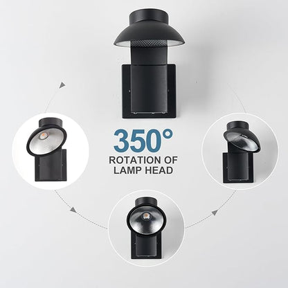 Dimmable LED Outdoor Wall Light,Lamps can be rotated 350 degreest, Porch Sconces Wall Mounted Lighting, 10%-100% Dimmable, 3000K, 120-277V IP65 Waterproof for Porch Patio Garage Door Entryway
