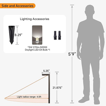 Gardenreet Brass Low Voltage Path Lights, Waterproof Landscape Pathway Light, 12V LED Outdoor Bronze L Shape Walkway Lamp for Driveway Sideway Garden with 3W 270LM 5000K G4 Bulb 4 Pack