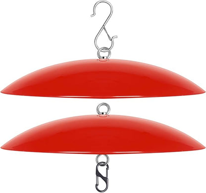 13" Hummingbird Feeder Dome Guard,Bird's Feeder Rain Cover,Squirrel Proof for Bird Feeders Pole, Smart Bird Feeders Umbrella(Bright Red), 2Pack