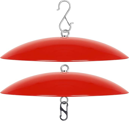 13" Hummingbird Feeder Dome Guard,Bird's Feeder Rain Cover,Squirrel Proof for Bird Feeders Pole, Smart Bird Feeders Umbrella(Bright Red), 2Pack