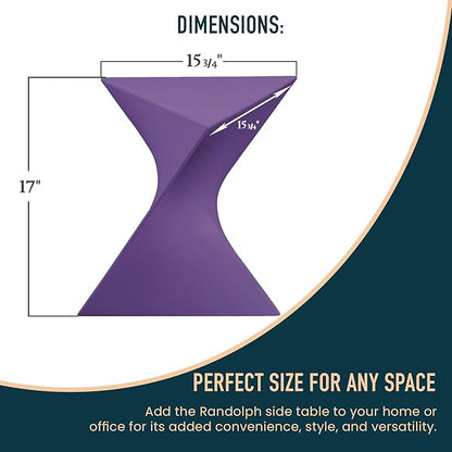 LeisureMod 15.75" Stackable Weather-Resistant Plastic Triangular Side Table - Accent End Table for Indoor & Outdoor Use (Purple, Set of 2)