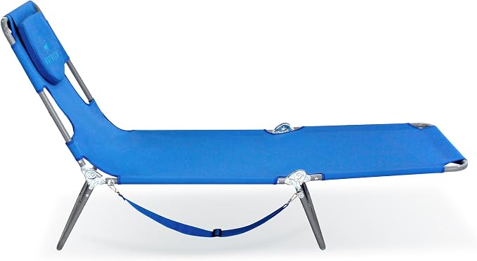 Ostrich 2-Pack Beach Lounge Chair, Folding & Reclining Outdoor Chaise Lounger, Blue - Portable Adjustable Recliner Chair for Lawn, Pool, Patio, Garden, and Yard