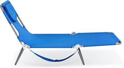 Ostrich 2-Pack Beach Lounge Chair, Folding & Reclining Outdoor Chaise Lounger, Blue - Portable Adjustable Recliner Chair for Lawn, Pool, Patio, Garden, and Yard