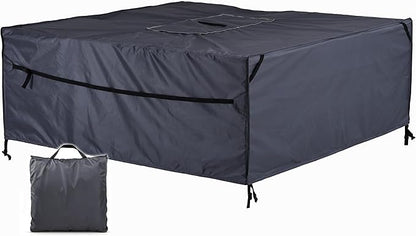Rectangular Patio Furniture Cover with Zipper, Heavy-Duty Tough Canvas Waterproof Outdoor Dining Table and Chairs General Purpose Patio Table Cover (DarkGrey, 88''x62''x28'')
