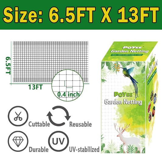 Bird Netting for Garden 6.5x13FT Garden Netting for Fruit Tree Blueberry Bushes Strawberry Plants Netting Cover for Garden Protection Anti Bird Deer Squirrel and Other Animals