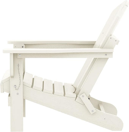 SERWALL Adirondack Chair - Folding Adirondack Chairs HIPS Outdoor Chairs Set of 8 Weather Resistant- White
