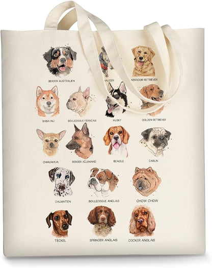 AUSVKAI Canvas Tote Bag Aesthetic for Women, Cute Reusable Cloth Cotton Bags for Shopping Beach Grocery