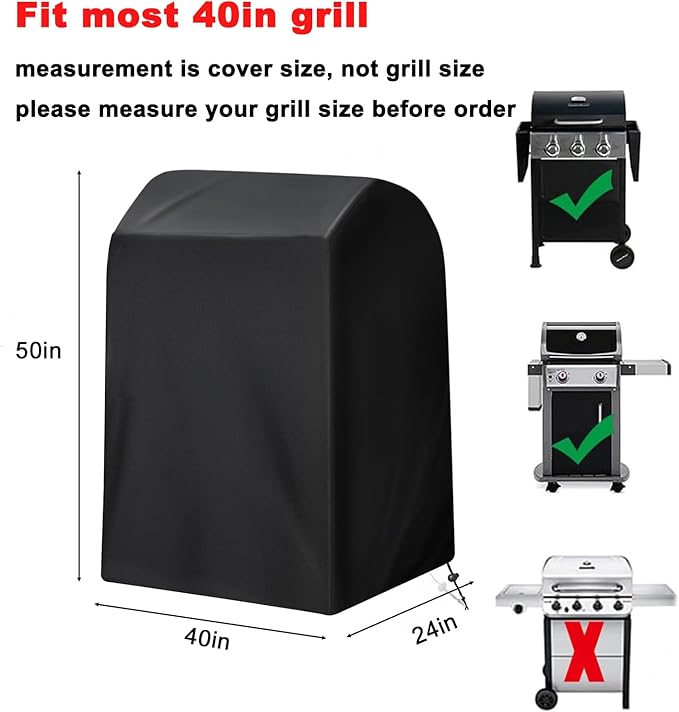Grill Cover, 40-Inch Heavy Duty Waterproof UV Resistant BBQ Grill Cover for Outdoor Grill, Fit for Nexgrill Brinkmann Weber Char-Broil and More