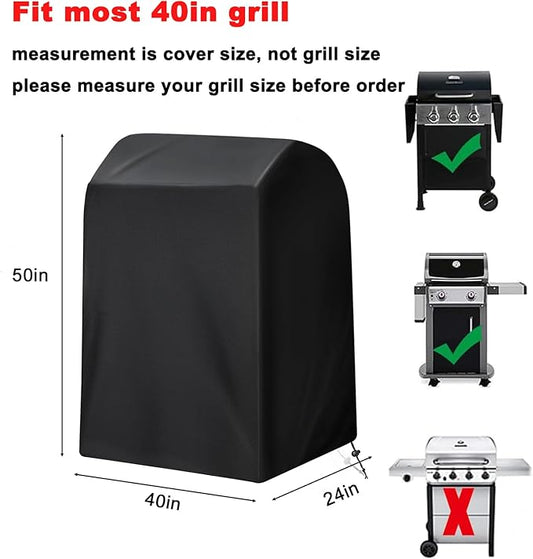 Grill Cover, 40-Inch Heavy Duty Waterproof UV Resistant BBQ Grill Cover for Outdoor Grill, Fit for Nexgrill Brinkmann Weber Char-Broil and More